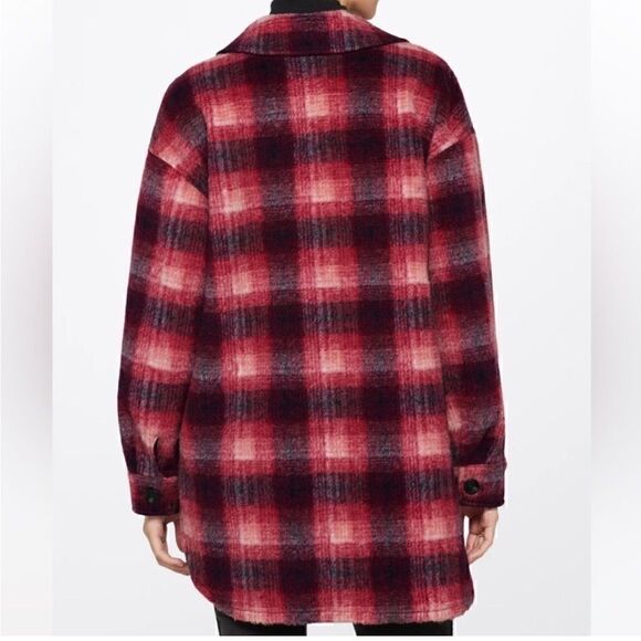 Sanctuary Plaid Town Jacket Woodland Plaid jacket coat burgundy size L New - Picture 2 of 15